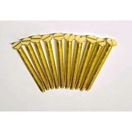 Pack of 10 Electrical Screws 40mm long durable Brass Flat Slotted Head M3.5 fully threaded bolt ideal for Socket plate Screw Light Switch outlet cover fixings
