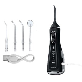 Portable Cordless Water Flosser for Teeth Cleaning - Rechargeable and IPX7 Waterproof Travel Dental Oral Irrigator with 300ML Tank (Black)