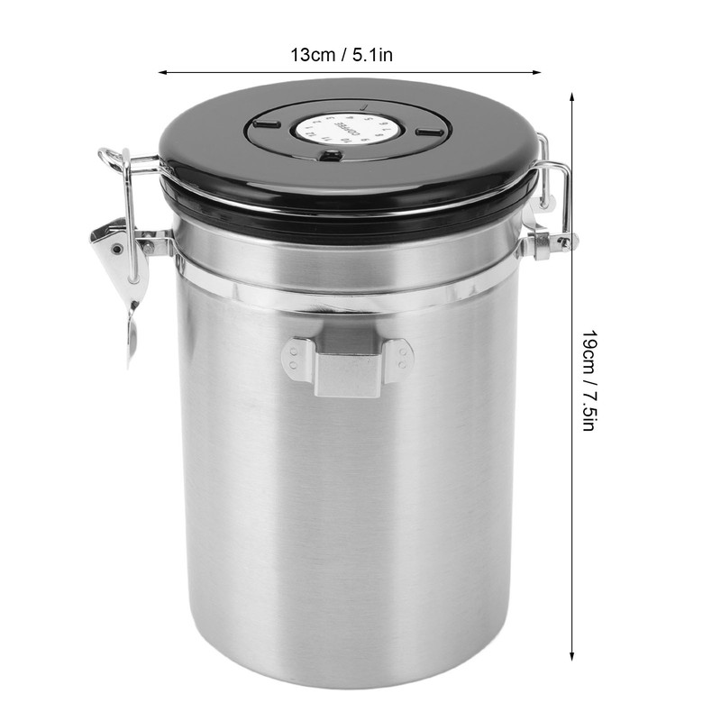 Coffee Bean Storage Stainless Steel Airtight Container Coffee with 30ml