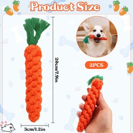 Zeaying Pack of 2 Dog Toys Carrot Puppy, Puppy Carrot Rope Toy Braided Chew Toy for Puppies, Dog Toy Carrot Interactive, Dog Toy for Small Medium Puppies