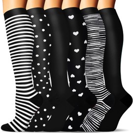 Calcetines de compresión para hombres y mujeres, 1/3/6 pares, mejor médico para correr, vuelo atlético, viajes, recuperación de circulación, 20-30 mmHg, B1-multicoloured10-3 Pairs, L/XL