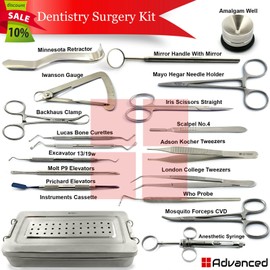 Medentra 19Pcs Dentistry Implant Oral Surgery Kit Perio Surgical Instruments Cassette