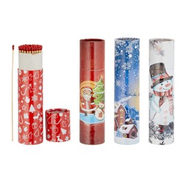 jameitop® 4 x 75 Round Packs XXL Christmas Fireplace Matches, 20 cm Snowman/Santa Motifs