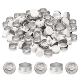 PATIKIL 13mm Flip Off Caps, 100 Pcs Flip Off Caps Flip Off Seals Flip Off Vial Seals Plastic Aluminum Caps Cover for Glass Vial, White