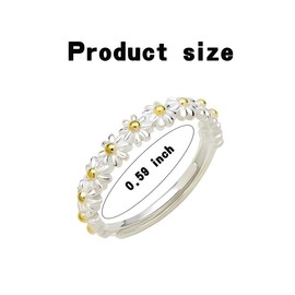 Sdopbinbin Sunflower Daisy Ring for Ladies Women Adjustable Ring for Women Simple Ring Silver Stainless Steel Ring for Women Friendship Ring Non Tarnish Finger Ring for Lady Cute Fashion Accessories