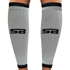 SB SOX Compression Calf Sleeves (20-30mmHg) for Men & Women - Perfect Option to Our Compression Socks - For Running, Shin Splint, Medical, Travel, Nursing, Cycling, and Leg Pain (Gray/Black, Small)