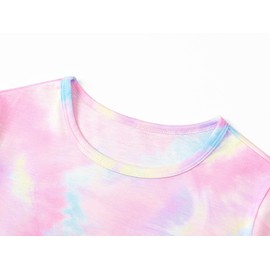 Topgal Comfy Sleepover Swirl Tie Dye Pajamas Set for Girls Nightwear Summer Kid Pull-On 2-Pack Pjs Size 6