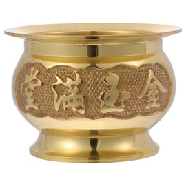 HEALLILY Buddhist Incense Burner Copper Treasure Basin Offering Bowl Ornaments Buddha Chinese Offering Basin Incense Holder Buddhist Meditation Golden