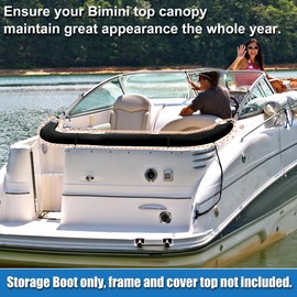 X AUTOHAUX Square Frame Bimini Top Storage Boot Cover with 2 Fixed Straps Boat Bimini Storage Bag Sun Resist 85"-90" W Universal for 3 Bow 4 Bow Black 1 Set