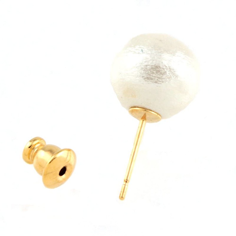 No Brand Goods Cotton Pearl Earrings with Backs that Won't
