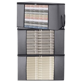 ALPOONS® - Storage Bag (90L 3) Made of 150GSM Breathable Non-Woven Fabric Extra Thick for Clothes Storage, Storage Bag for Duvets, Keeps Clothes Clutter Organized