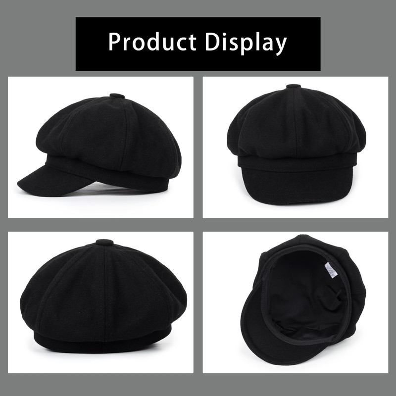 Kids Girls Wool Beret Newsboy Cap - Classic Cabbie Hat