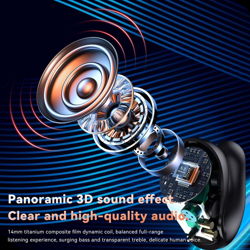 Bluetooth Earbuds, 3D HiFi Stereo Over Ear Headphones with Charging