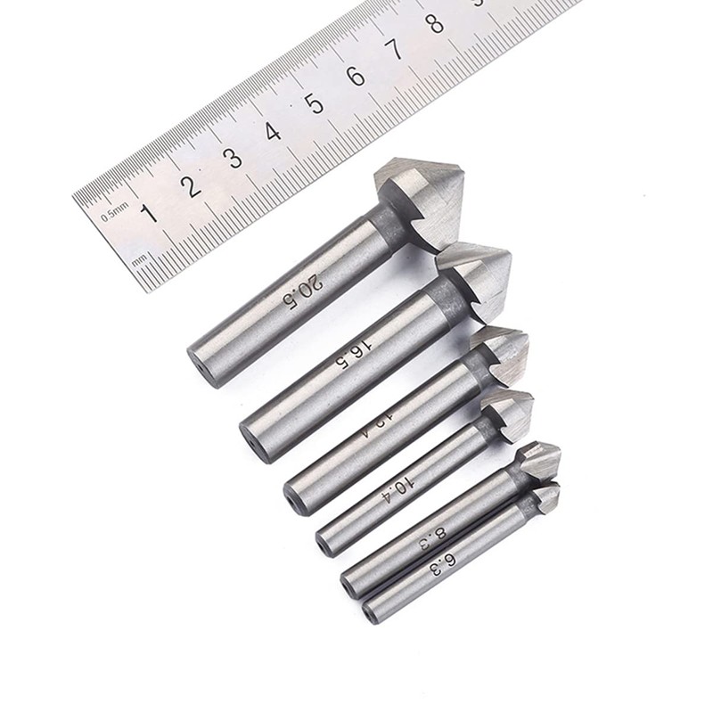 6 Pcs Cobalt Steel Single-End Countersink Chamfer Tool Deburring Tool