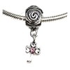 Sexy Sparkles Cross Charm Dangle w/Pink Color Rhinestone Bead For