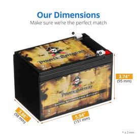 12V 12AH 144W Sealed Lead Acid (SLA) Battery - T2 Terminals by Pirate Battery