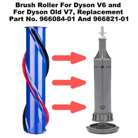 Upgrade Brush Roller For Dyson V6 and For Dyson Old V7 Direct Drive Cordless Vacuum Head Attachments, For Dyson Roller Brush Replacement Part No. 966084-01 And 966821-01 (4 Prong, tip is 4.5 cm)
