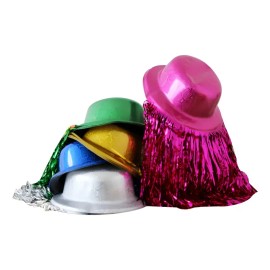 24 Sombrero Bombin Peluca Metalica Batucada Party Glow Boda