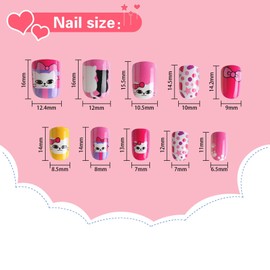 JANYUN 96 Pcs Kids False Nails - Full Cover Short False Nails Lovely Gift for Children