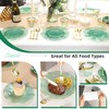 Pryntono 175PCS Green Plastic Plates with Gold Trim, Disposable Party