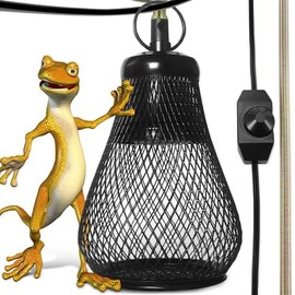 Reptile Anti-Scald Lampshade, Reptile Heat Lamp Mesh Cage Lampshade Cover Pipe with Cable Protection for Reptile Turtles Chicks Lizard Snake