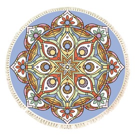 Terafeels Garden Rug 3Ft Round Area Rug Soft Chic Bohemian Mandala Machine Washable Non Slip Indoor Floor Mat Carpet for Living Room Sofa Bedroom Entryway Nursery Living Room Decor Dia 90cm, 297090