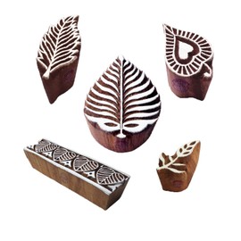 Royal Kraft Designer Pattern Border and Leaf Wood Block Stamps (Set of 5)