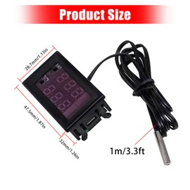 6 Pcs DC 12V Temperature Controller Programmable -50 to 110 Degree Celsius Heating/Cooling Digital Thermostat Temperature Control Switch Module NTC Waterproof Sensor Probe Red/Blue LED Display Monitor