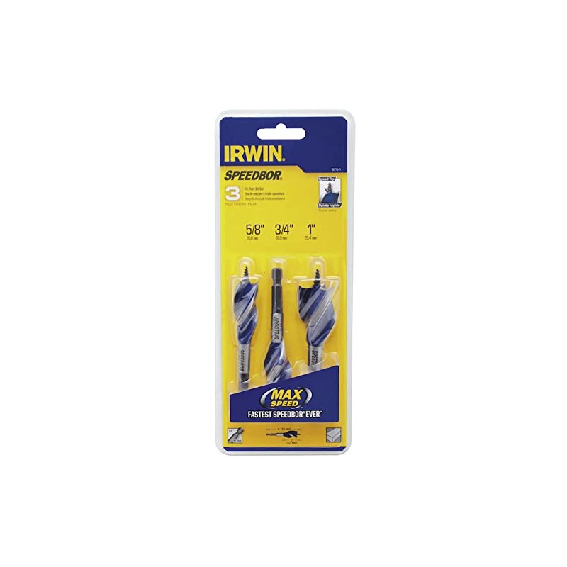Speedbor IRWIN Tools 1877241 SPEEDBOR MAX Wood Drilling Bits, 4-inch3-Piece