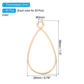 PATIKIL 40pcs Open Bezels, Resin Bezels Pendants Mold Open Back Bezels Geometric Pressed Charm Bulk Alloy Hollow Frame for Resin Jewelry Making Earrings Necklace, Drop, Silver Gold