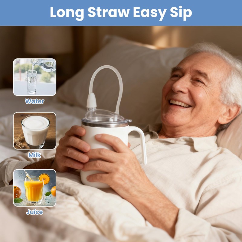 Adult Sippy Cup for Elderly, 15 oz Cup with Handle,