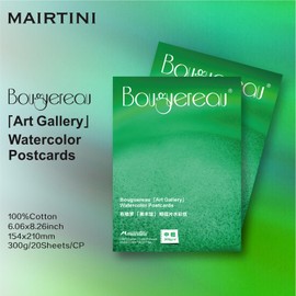 Mairtini Bouguereau Serie Galería de Arte de grado artista, 100% algodón, papel de acuarela para postal, hoja individual, 300 g, 20 hojas, 154 x 210 mm (prensado en frío)