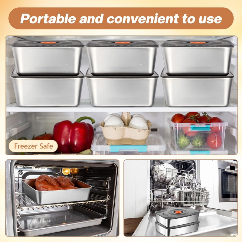 Blushtier 8 Set 60oz Stainless Steel Food Storage Containers Reusable