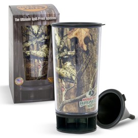 Spit Bud Mossy Oak Break-Up Infinity Ultimate Spittoon Chew - Portable Dip & Snuff Cup with Lid, Pop Tab, Spill-Proof Funnel, Can Cutter & Holder - Fit in Cup Holders - Holds 8oz - Made in USA