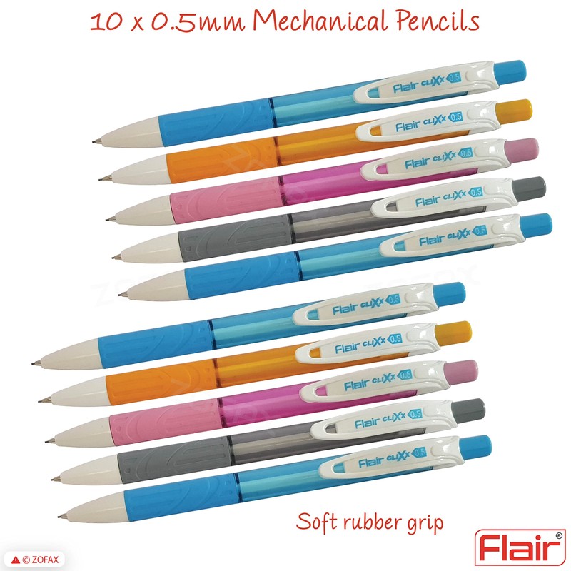 Flair 10 x 0.5mm CLIXX Fine HB Mechanical Easy Grip