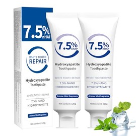 2 PCS Pasta de Dientes con Hidroxiapatita, 7.5% Pasta Dental Hidroxiapatita, Sin Flúor para Dientes Sensibles, Protege el Esmalte, Aliento Fresco