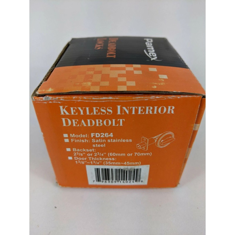 Pamex Interior Deadbolt Thumb Turn Satin Stainless Steel Keyless Security
