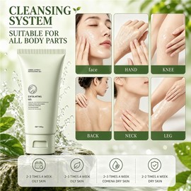 2Pcs Herbal Exfoliating Gel, Gentle Facial Scrub that Hydrating Formula for Smoother Skin, Exfoliating Gel, Deep Cleansing Face And Body Exfoliating Scrub Gel For All Skin