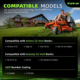 Try-H 51528000 Mower Deck Spindle for Ariens Edge Ikon-X, Ikon-XL, Ikon-XD 52 Compatible with Gravely Ikon-X Edge ZTX ZT XL ZTX Stealth 52 with 52-Inch Deck 3 Pack, Replace 51537200