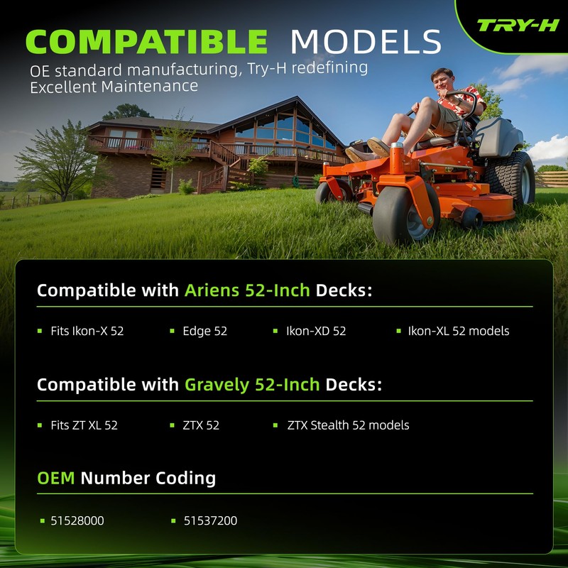 Try-H 51528000 Mower Deck Spindle for Ariens Edge Ikon-X, Ikon-XL,