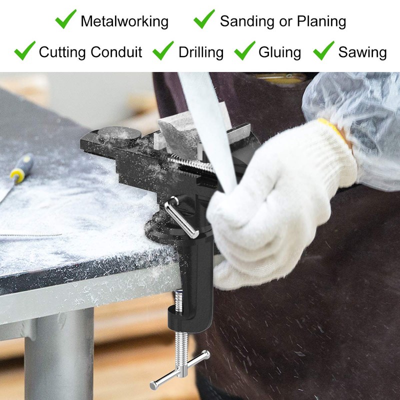 Housolution 3 Inch Universal Swivel Base Table Vise, 360°Rotating Bench