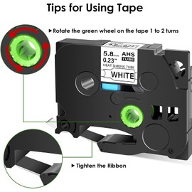 Cruxer Compatible for Brother HSE211 HS2-211 AHS 211 5.8mm 1/4" (0.23 Inch) Heat Shrink Tube Label Tape Black on White for PTE550 PTP750 PTD450 PTD400AD PT710BT Label Makers, 6-Pack