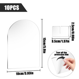 NILLOS Blank Acrylic Signs, 10 PCS Arched Round Top Table Number Card Holders with Clear Stand Seating for DIY Wedding, Dinner, Party, Table Decorations (10 x 15 cm/3.93 x 5.90 in)