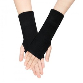 Volumoon Black Fingerless Gloves, 1 Pair Soft Half Finger Gloves, Wrist Gloves, Knit Touchscreen Warm Stretchy Fingerless Gloves, Warm Winter Knit Gloves for Men and Women