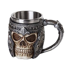 Pacific Giftware Jarra para cerveza con diseño de casco de guerrero vikingo medieval, taza para cerveza con calavera gótica, 325 ml