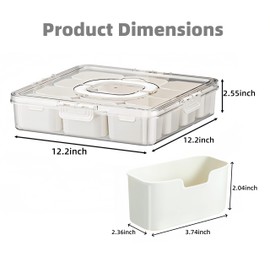 Snackle Box Container12-Compartment with Lid and Handle Square Multi-Capacity Divided Serving Tray for Candy Birthday Charcuterie Board for Portable Snack Platters and Treats for Road Travel party