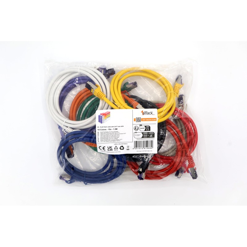 1aTTack.de 10x 1.5 M CAT7 Netzwerkkabel - 10 Gigabit -