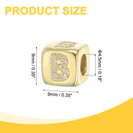 sourcing map Rhinestone Letters Cube Beads, 26 Letters Dice Charm A-Z European Square Charm Alphabet B Initial Dice Bead for Pendant DIY