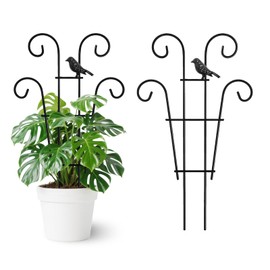 Coomin 14.5 Bird Indoor Plant Trellis for Potted Plants, Small Metal House Plant Trellis for Climbing Plants, Climber Plant Support for Hoya Pothos Ivy, 2p