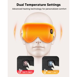 arboleaf Heated Eye Mask, Wireless Eye Masks, Warm Compress for Eyes, Temperature Control, for Dry Eyes and Better Sleep, Perfect for Relaxing, Washable & Portable